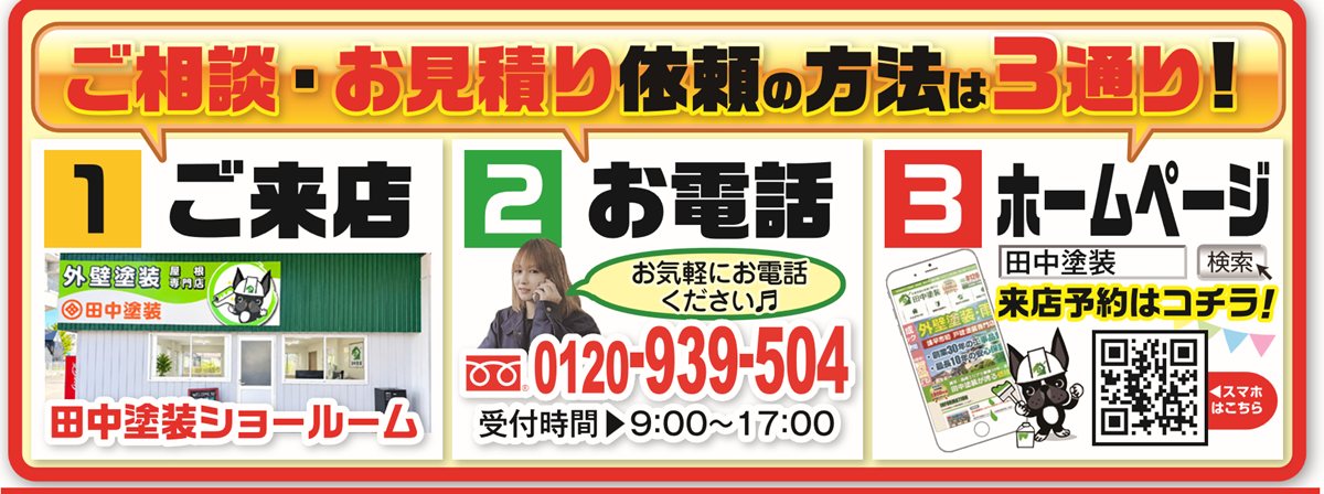 ご相談・お見積り依頼の方法は3通り ご来店・お電話・ホームページ